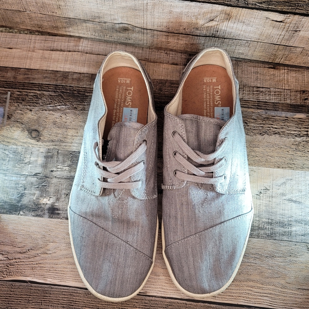 Toms gray men's sneakers with or without laces sz US 10.5 canvas - Picture 4 of 11